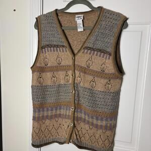 Vintage Beaded Neutral Sweater Vest M